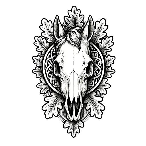 Symmetrical Celtic Horse Skull Tattoo