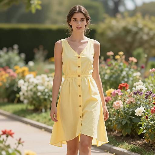 Vibrant Woman in Yellow Dress Outdoors
