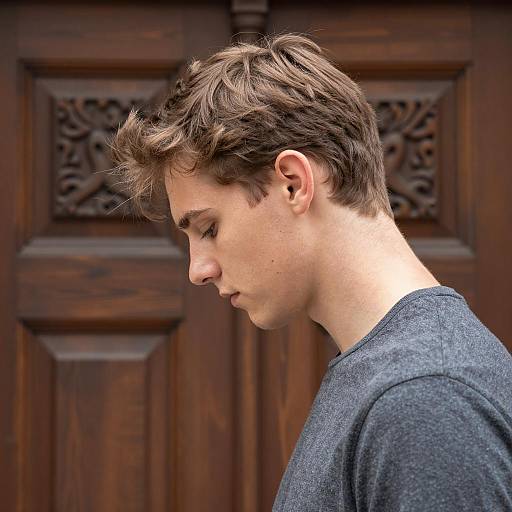 Young Man Side Profile Looking Down