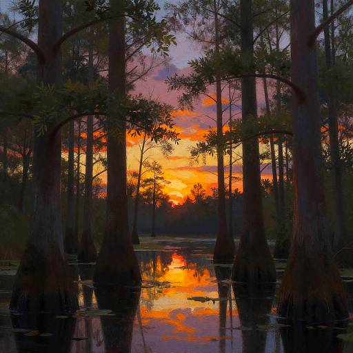 Vibrant Late Afternoon Swamp Scene
