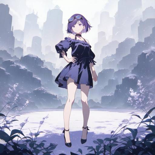 Serene Girl in Monogatari Style