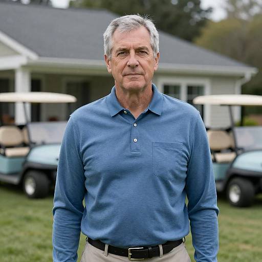 Middle-Aged Man on a Green Lawn