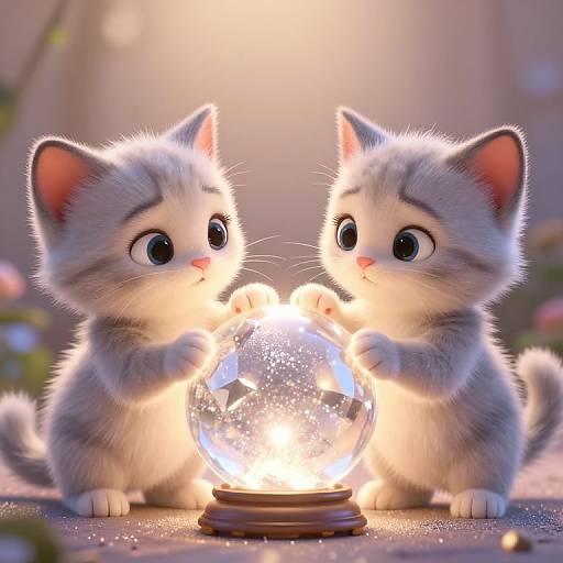 Magical Fairytale Kittens with Crystal Ball