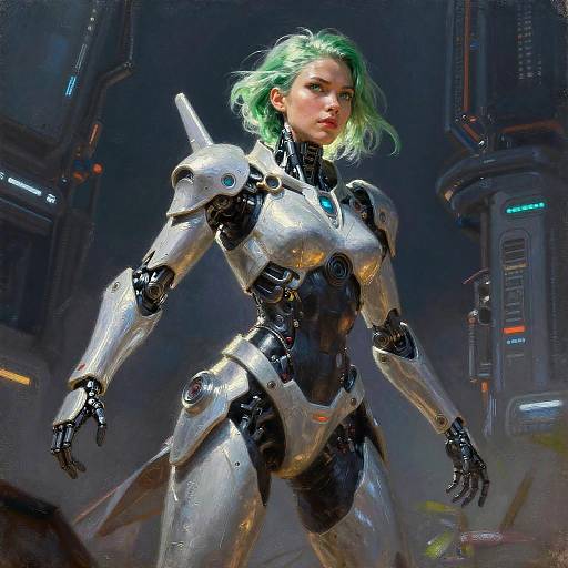 Futuristic Female Cyborg Circuit Breaker