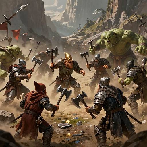 Dwarven Battle Clash in Mountain Pass