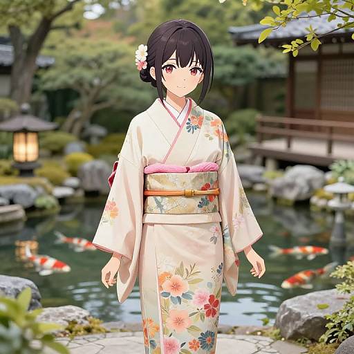 Anime Waifu in Traditional Kimono