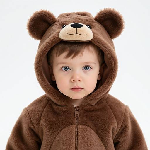 Realistic Infant Bear Snowsuit Portrait