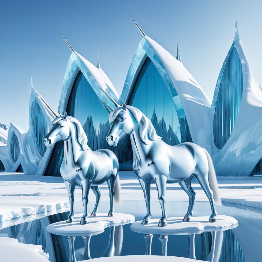 Sinister Unicorns in Icy Tundra Setting