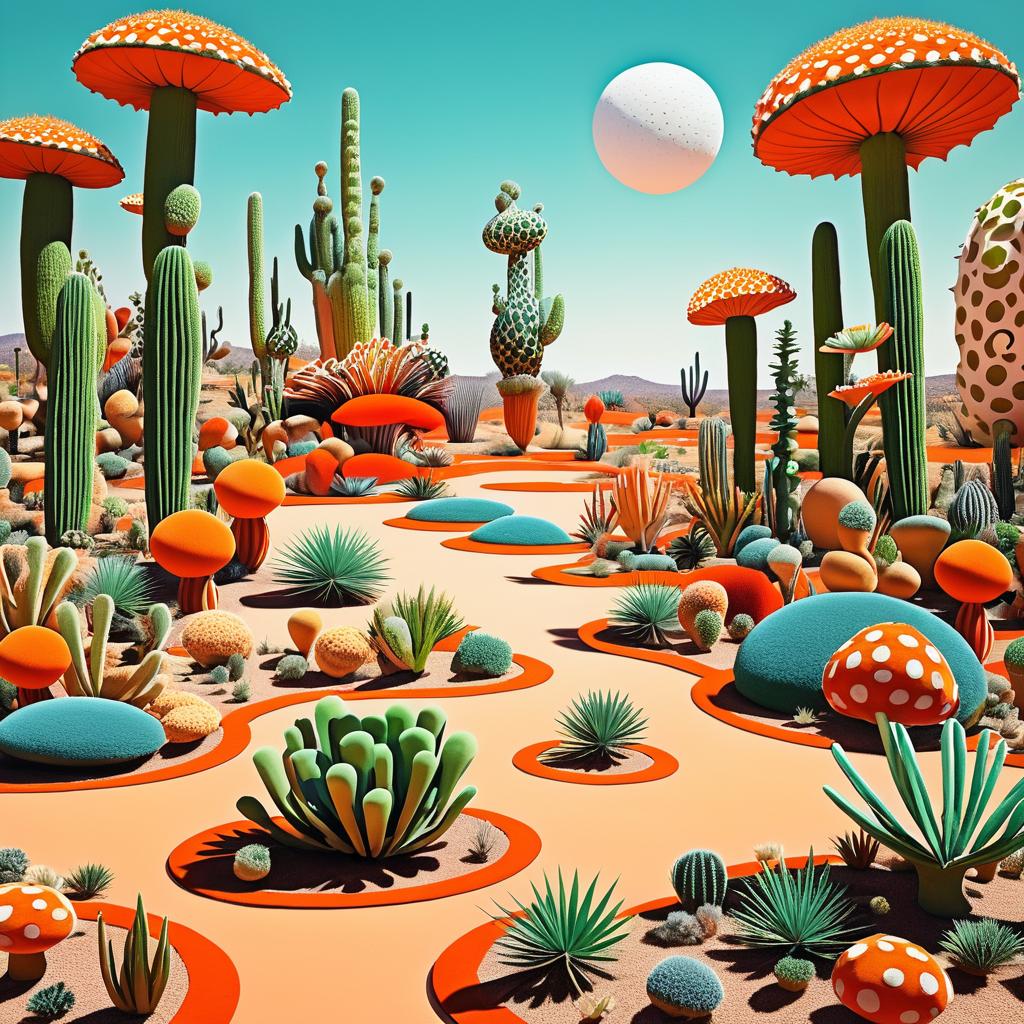 Absurd Dadaist Landscape with Dancing Cacti