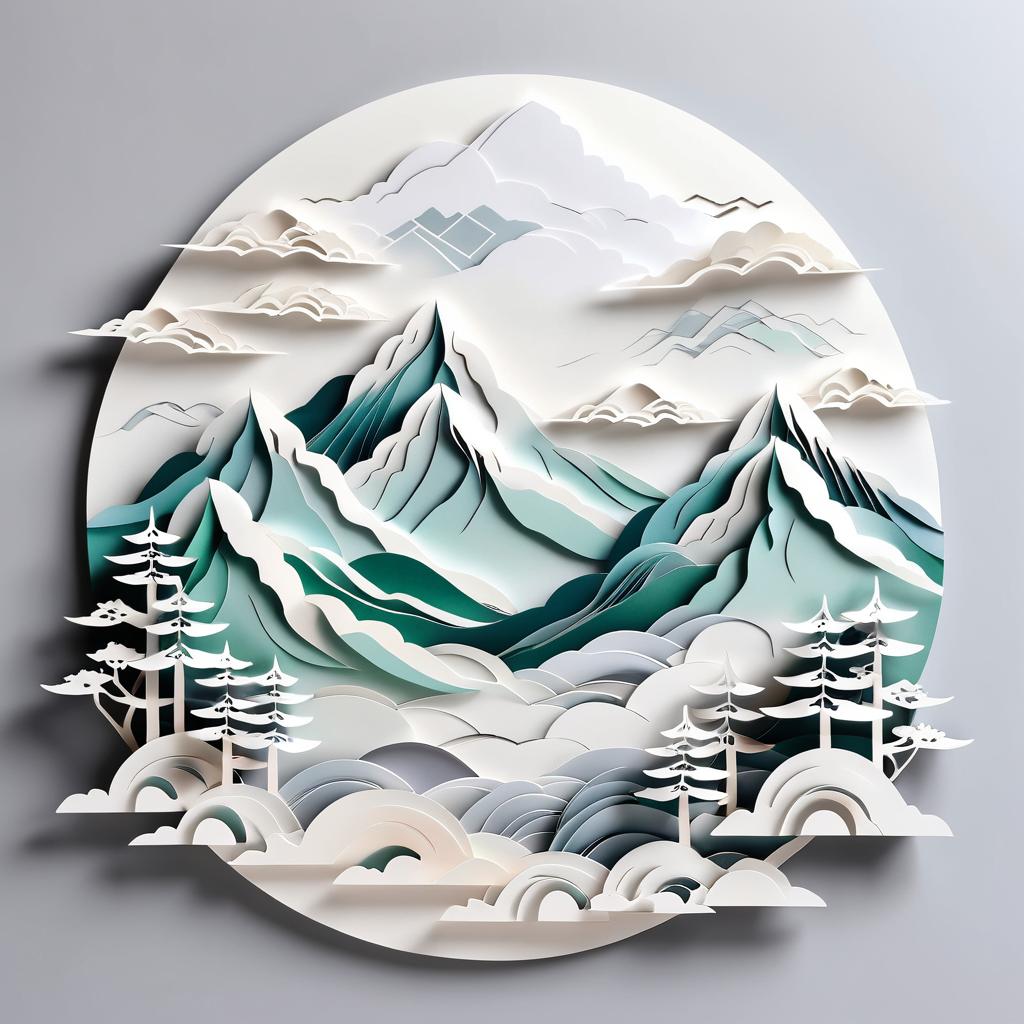 Majestic Mountain Kirigami Art Scene