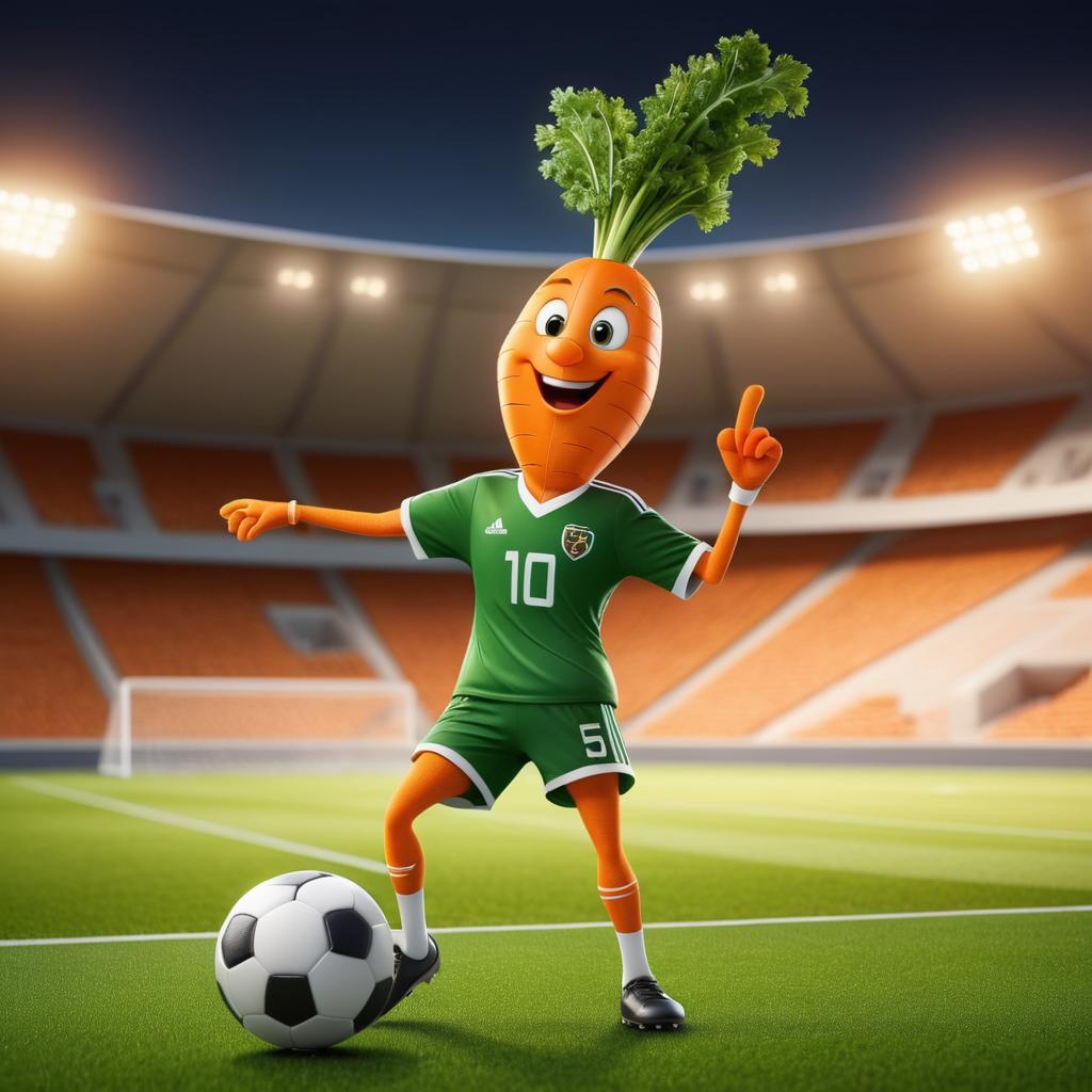 Anthropomorphic Carrot Scores a Goal