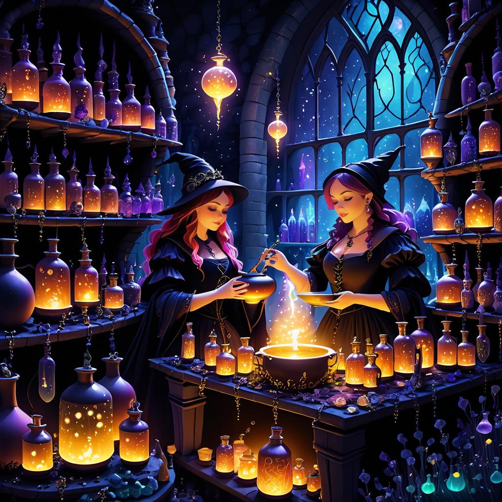 Enchanting Witch in a Potion Cave