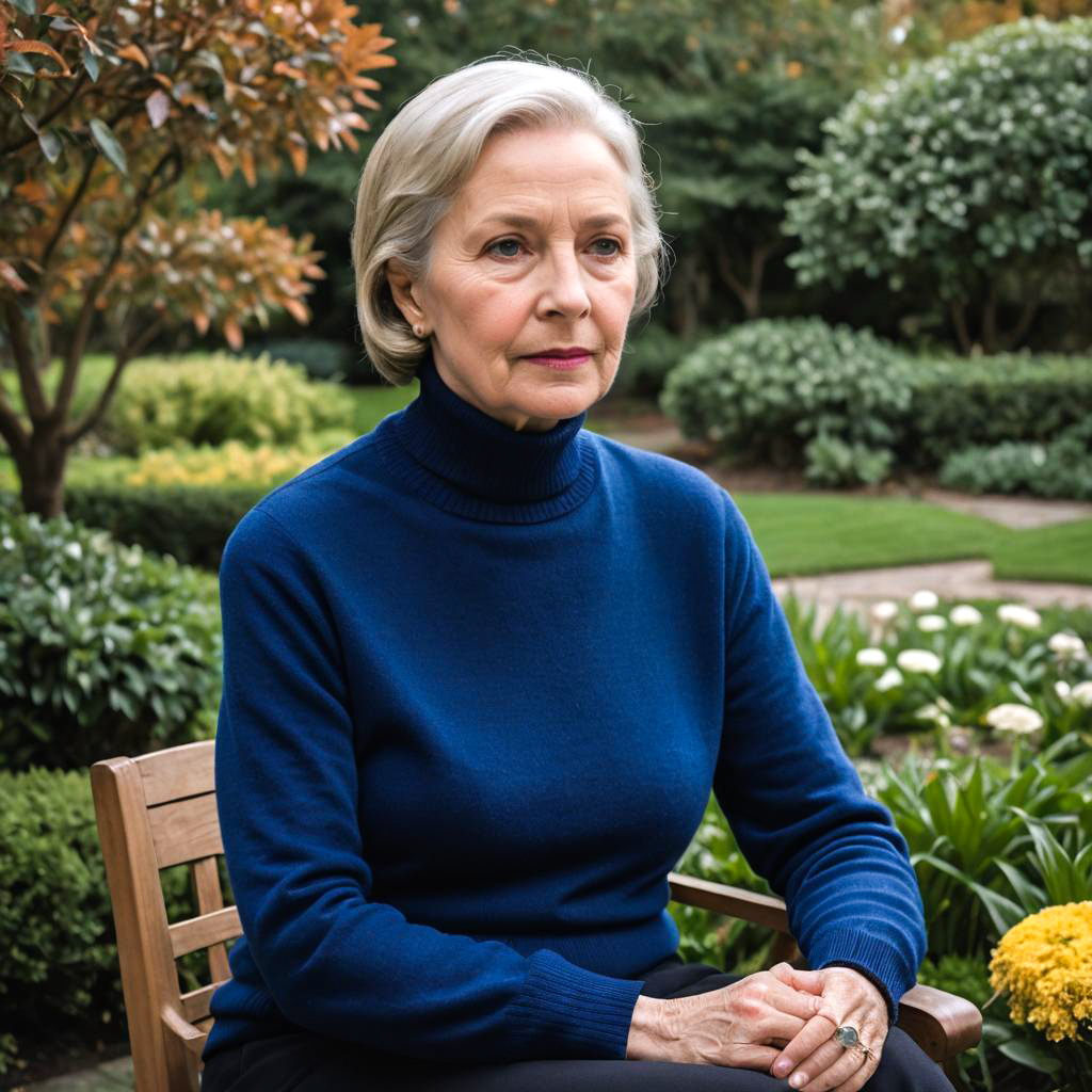 Elegant Elderly Lady in Serene Garden