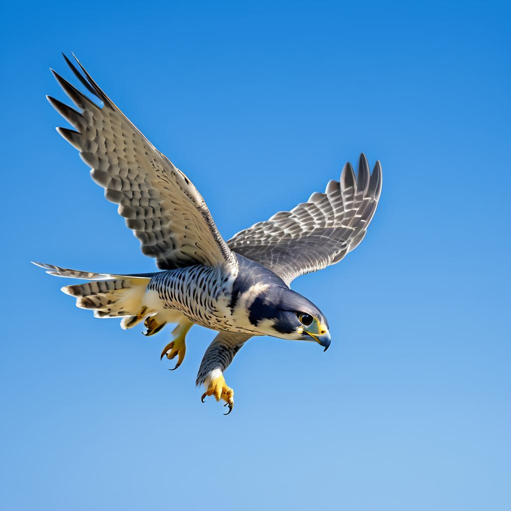 Dynamic Falcon Dive in Clear Sky