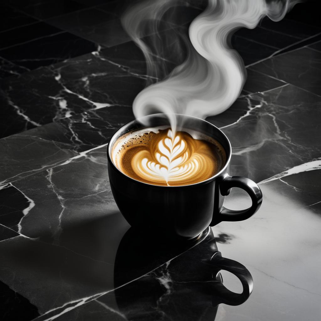 Steaming Coffee on Marble Countertop