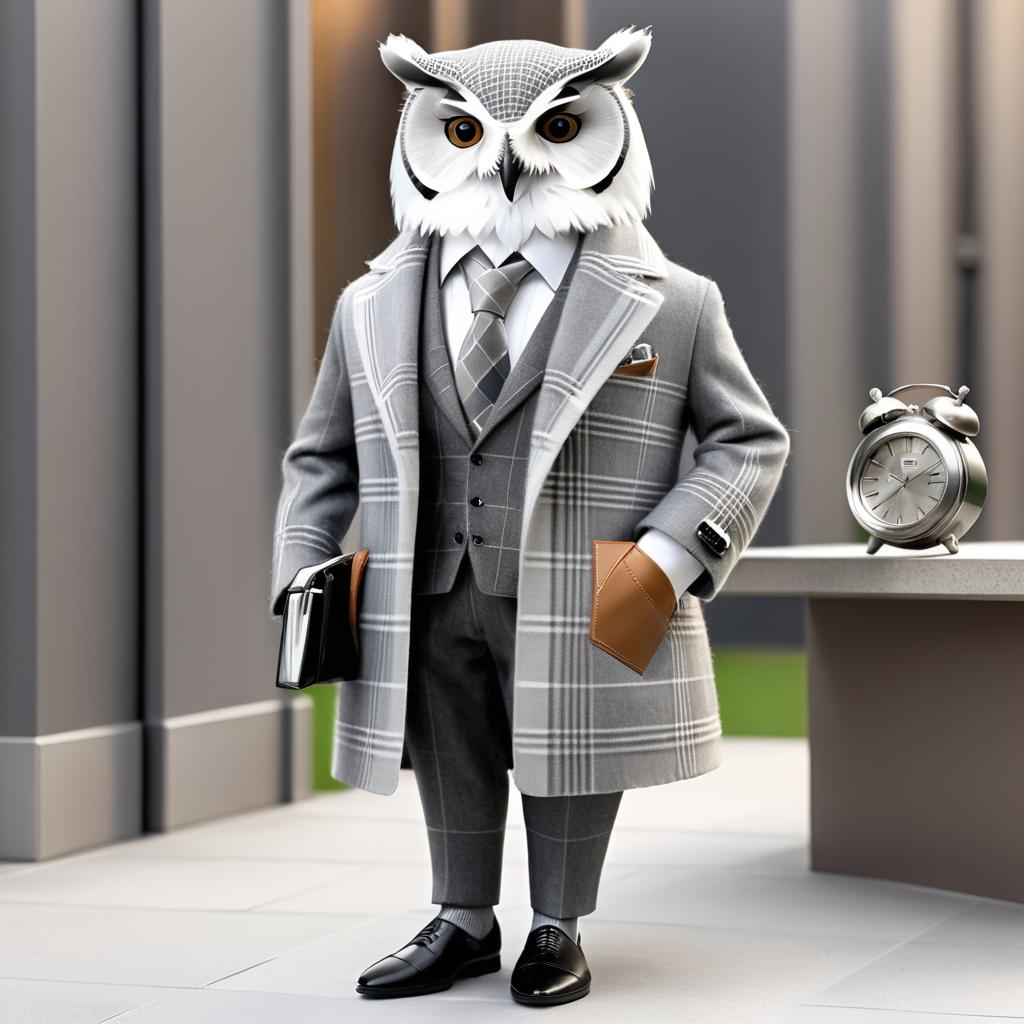 Sophisticated Owl in Cashmere Attire