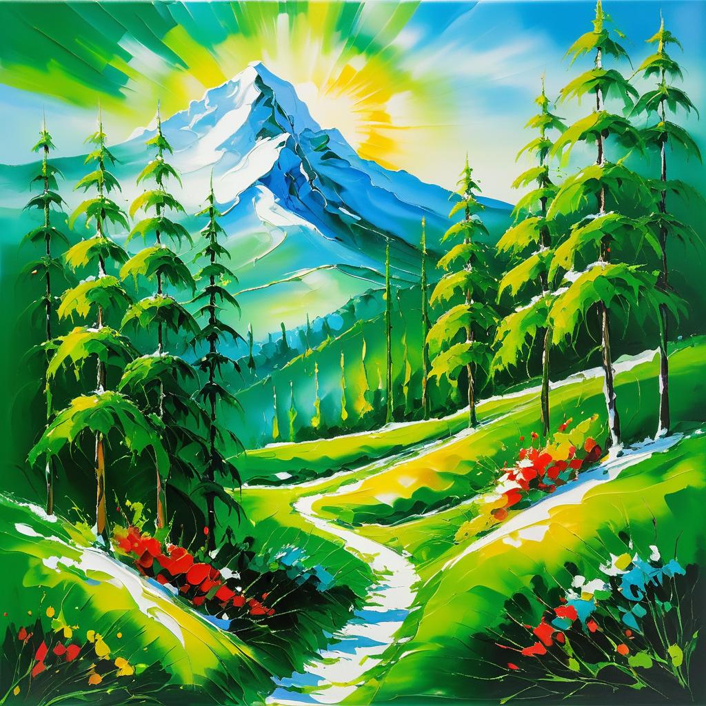 Vibrant Dali-Inspired Forest Landscape