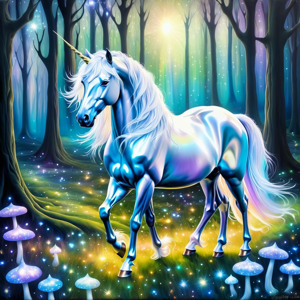 Enchanted Unicorn in a Surreal Forest