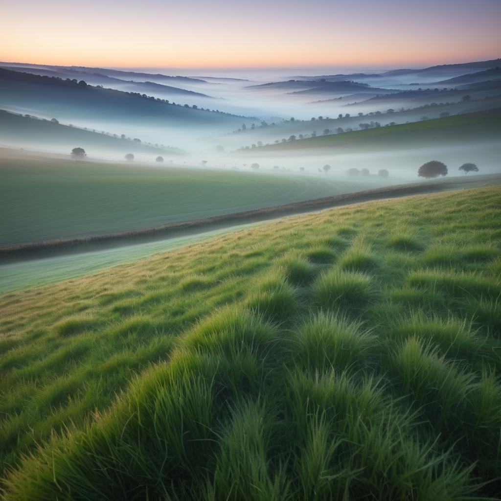 Ethereal Foggy Valley at Dawn