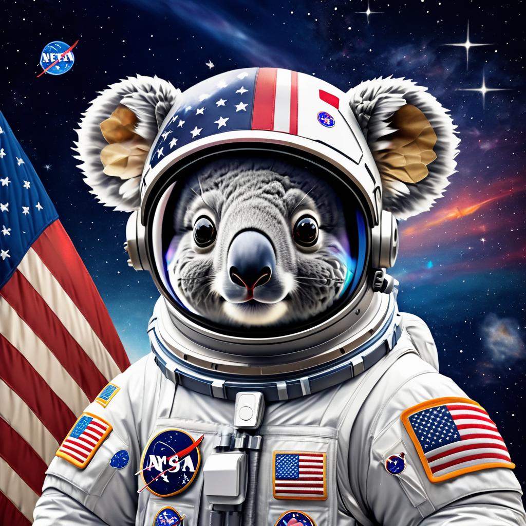 Adventurous Koala in Space Suit