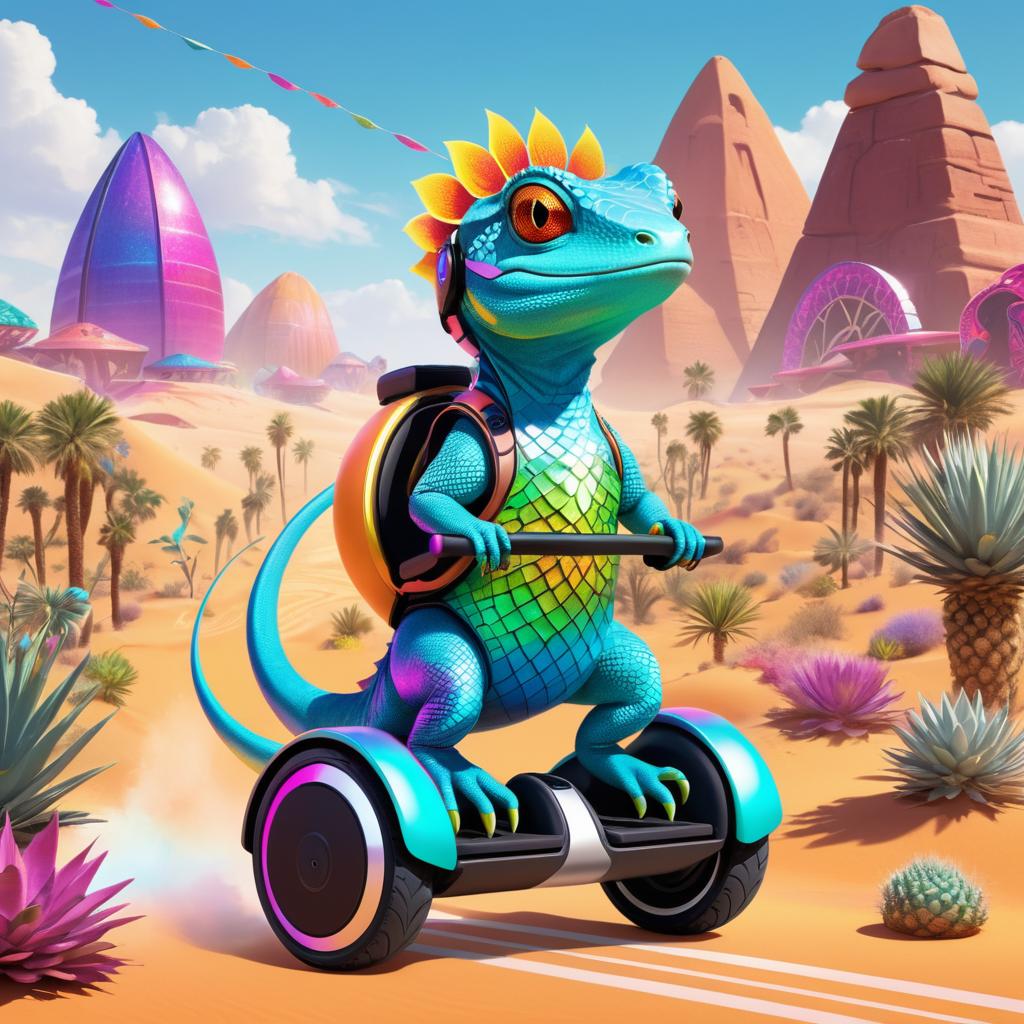 Lizard on Segway at Vibrant Desert Festival