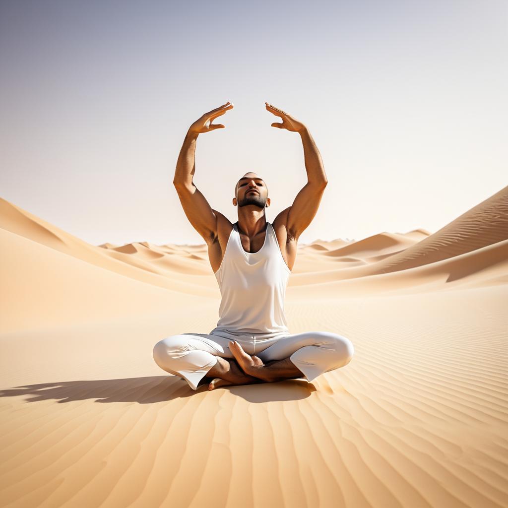 Yoga in Tranquil Desert Landscape