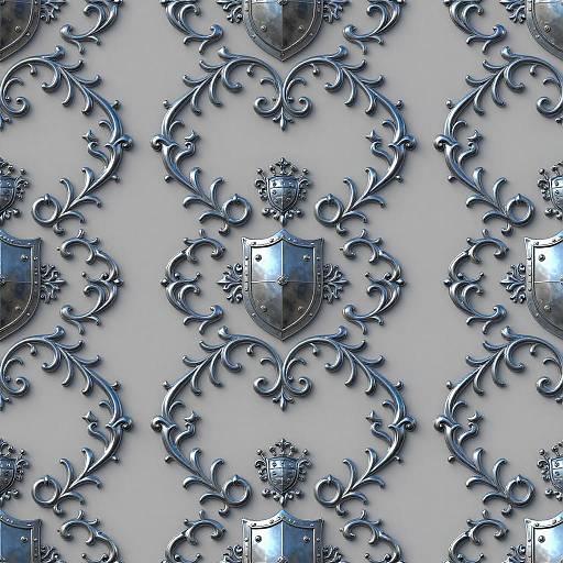 Ornate Heraldic Scrollwork Wallpaper Design
