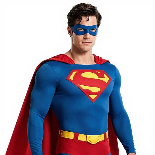 Male Superhero with Blue and Red Cape