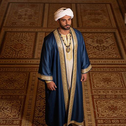 Regal Man in Ornate Blue Robe