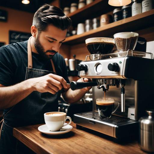 Cozy Barista Brewing Coffee in Cafe
