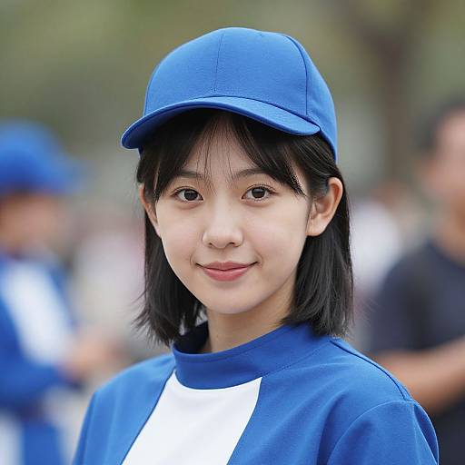 Realistic Blue Costume Asian Portrait