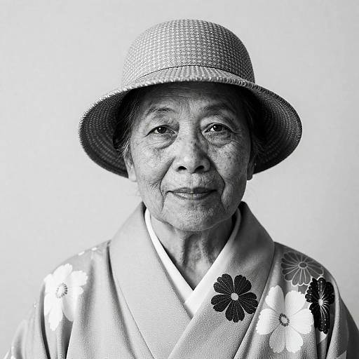 Elegant Elderly Woman in Black and White