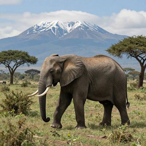 Majestic Elephant in African Savanna Scene