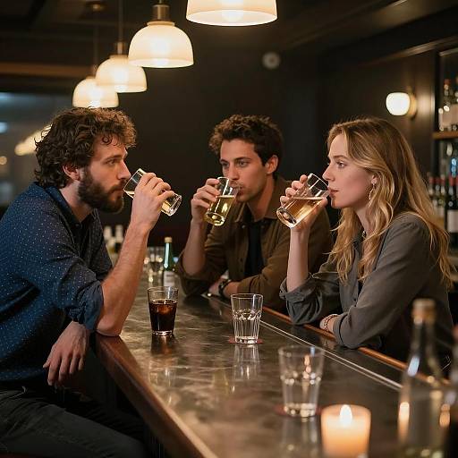 Intimate Evening at a Dimly Lit Bar