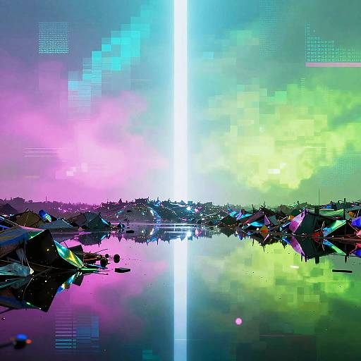 Vibrant Retro Rainbow Landfill Night