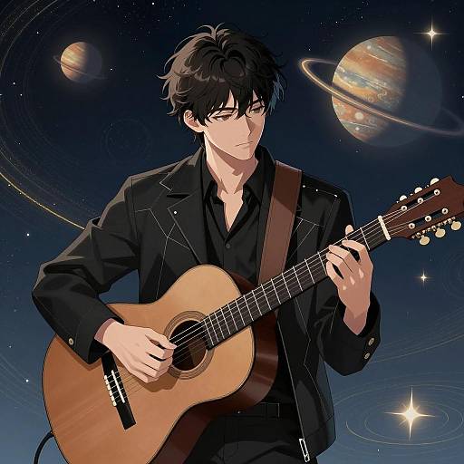 Enigmatic Musician in Cosmic Ocean