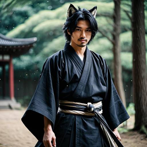 Samurai Wolf Cosplay in Traditional Attire
