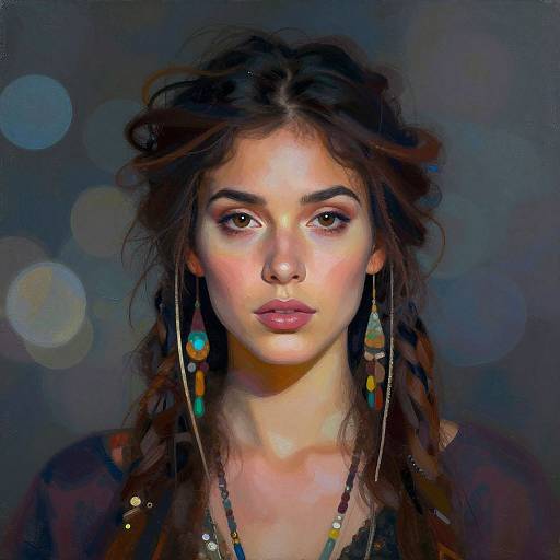 Bohemian Woman in Abstract Oil Style