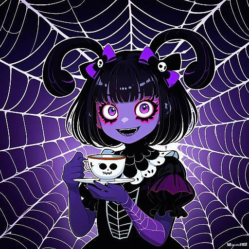 Illustration of Muffet, undertale in the style of Feguimel