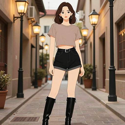 Pear-Shaped Woman in Vintage Streetwear