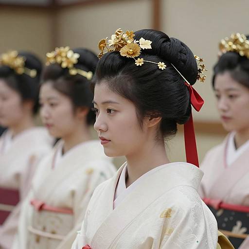 Elegant East Asian Woman in Kimono