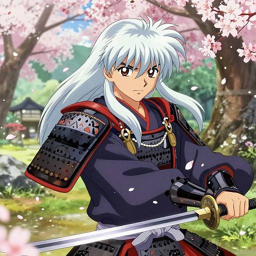 White-Haired Samurai Anime Protagonist