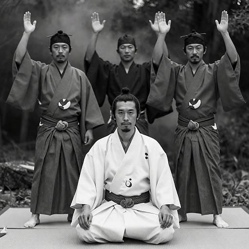 Traditional Japanese Portrait in Black and White