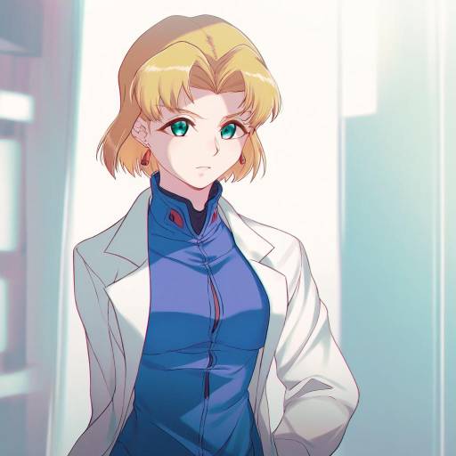 Illustration of Akagi ritsuko, neon genesis evangelion in the style of 40hara