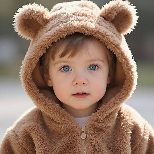 Adorable Child in Plush Animal Costume