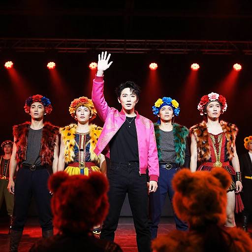 Vibrant Stage Performance with Colorful Costumes