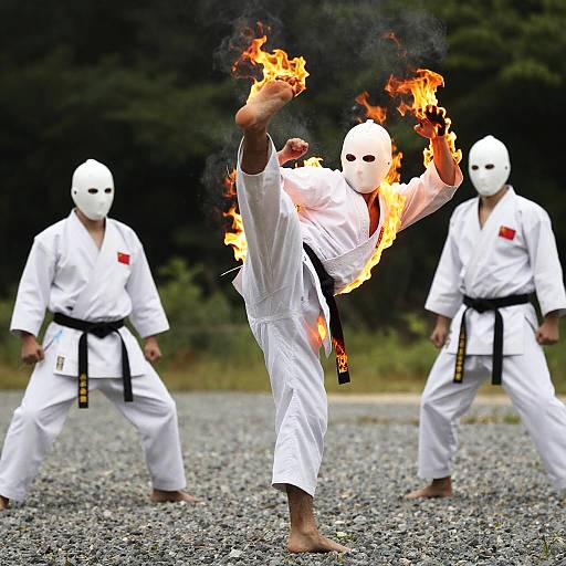 Dynamic Martial Arts Action in Nature