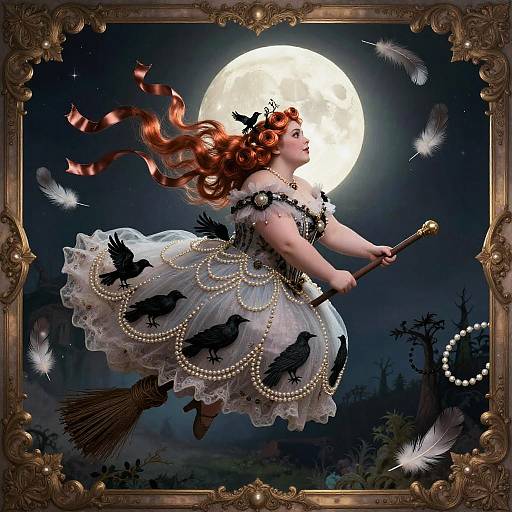 Gothic Fairytale Witch on Broom