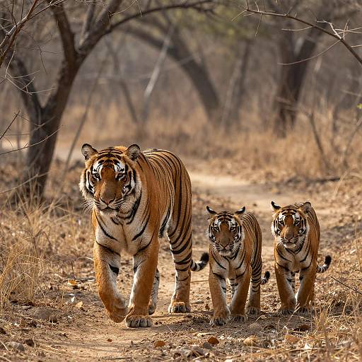Majestic Tiger Family in Dry Forest