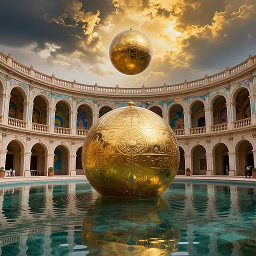 Surreal Maximalist Dreamscape with Spheres